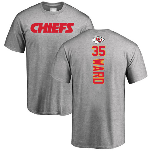 Men Kansas City Chiefs #35 Ward Charvarius Ash Backer T-Shirt